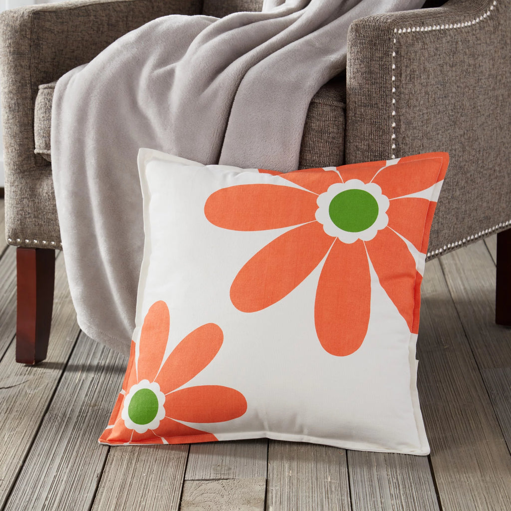 20" x 20" Orange Cotton Canvas Decorative Pillow L49460