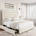 Queen Size Upholstered Storage Bed with Tall Headboard and Drawers H576