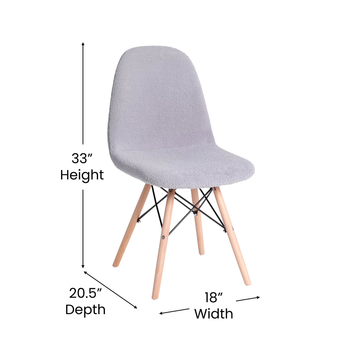 Set of 2 Gray Faux Shearling Accent Chair G809