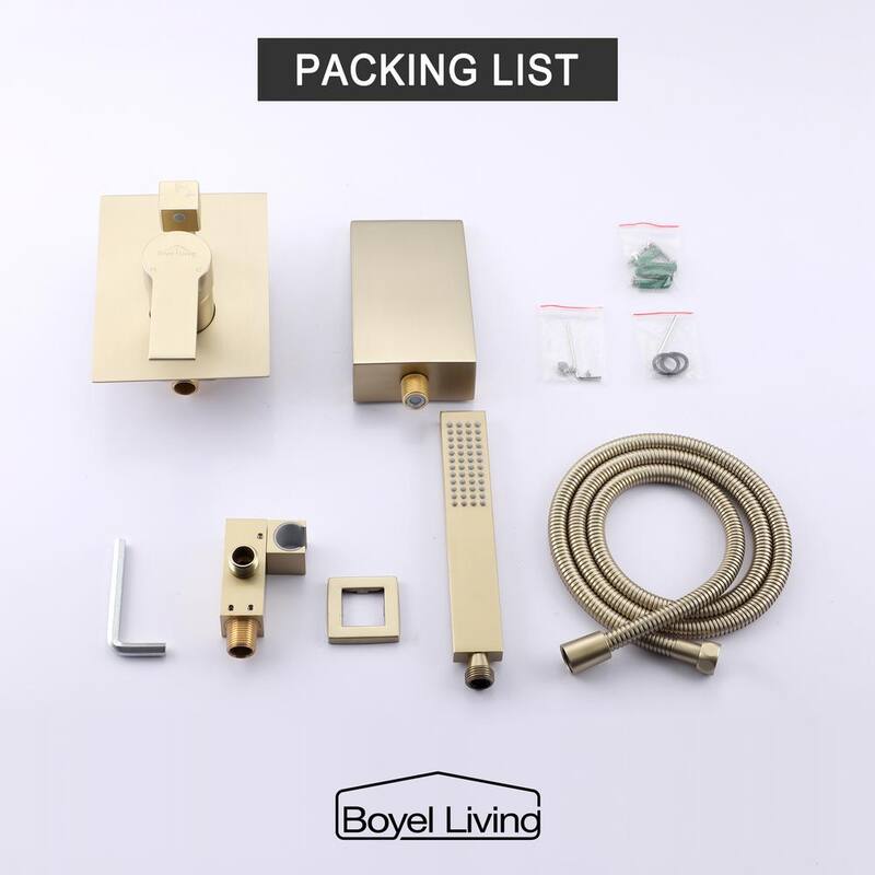 Brushed Gold Wall Mount Roman Tub Faucet with Hand Shower F9886
