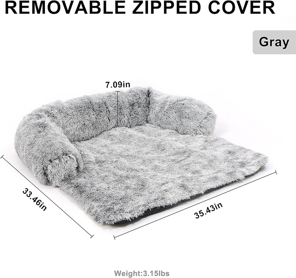 Fluffy Plush Dog Bed with Removable Washable Cover Pack of 2 X136532