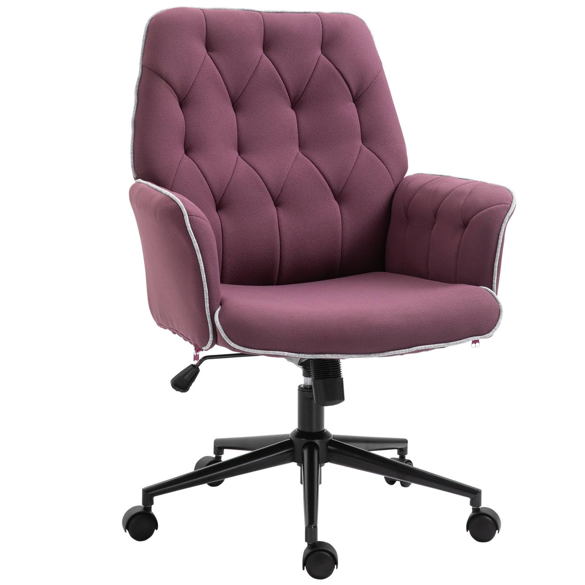 Mid-Back Tufted Linen Fabric Office Task Chair with Arms U74615