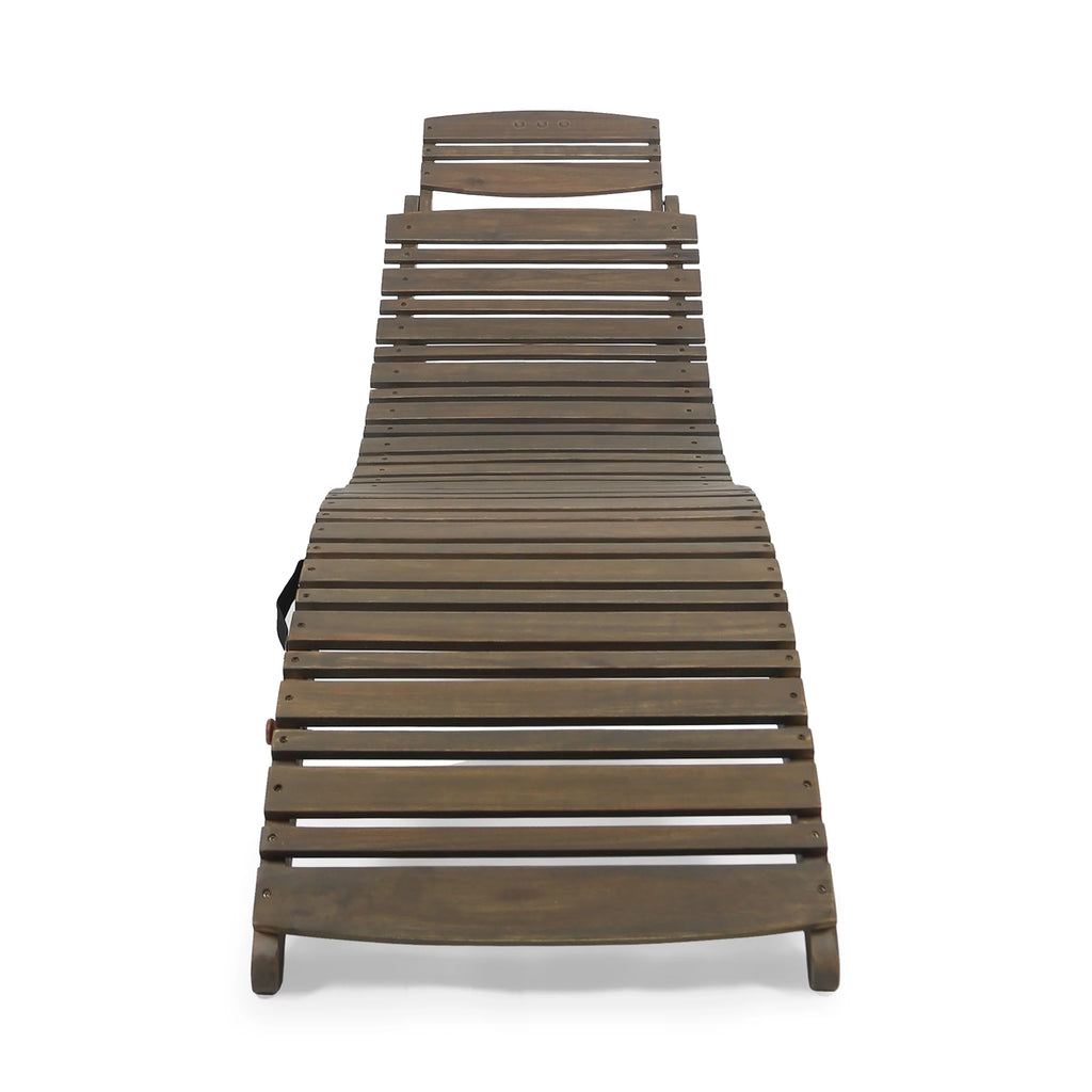 Gray Acacia Wood Outdoor Chaise Lounge Set of 2 E663