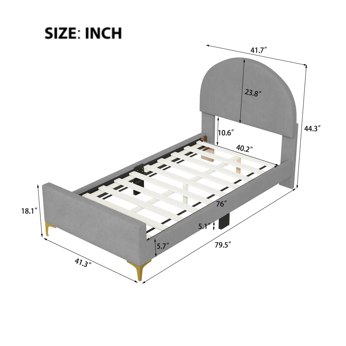 Twin Size Velvet Platform Bed Z90633