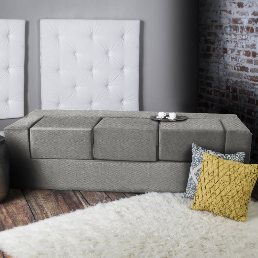 California King Convertible Sleeper Sofa and Ottomans Dove Grey Foam Polyester E44826