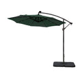 10 ft. Cantilever Hanging Patio Umbrella with Solar LED and Base Weights, Dark Green X88108
