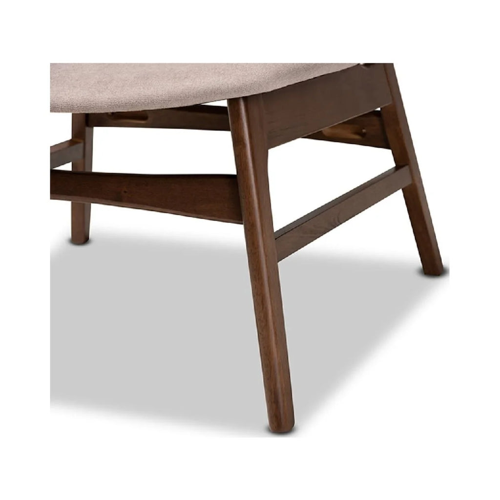 Beige Fabric Upholstered Walnut Brown Wood Accent Chair Y36308