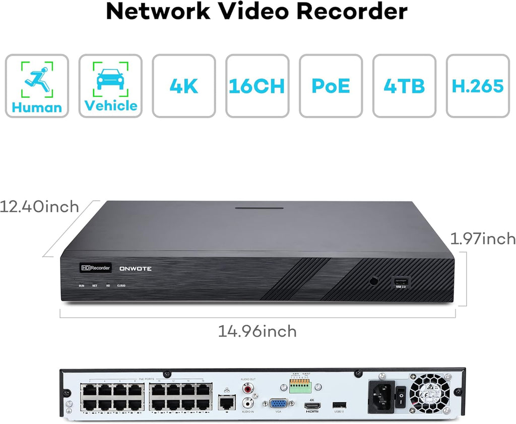4K 16 Channel PoE IP Security Camera System 4TB R1312