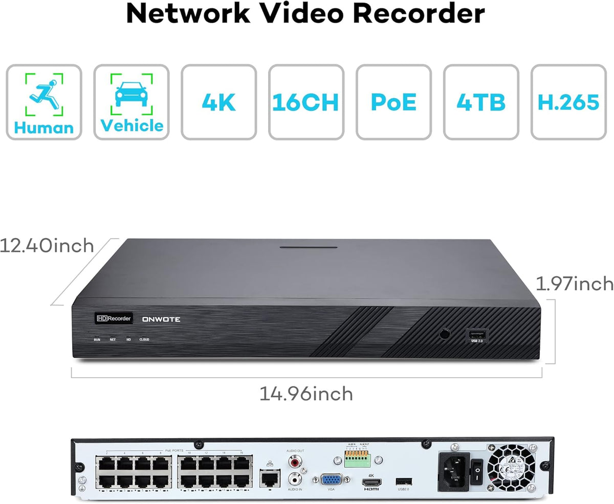 4K 16 Channel PoE IP Security Camera System 4TB R1312