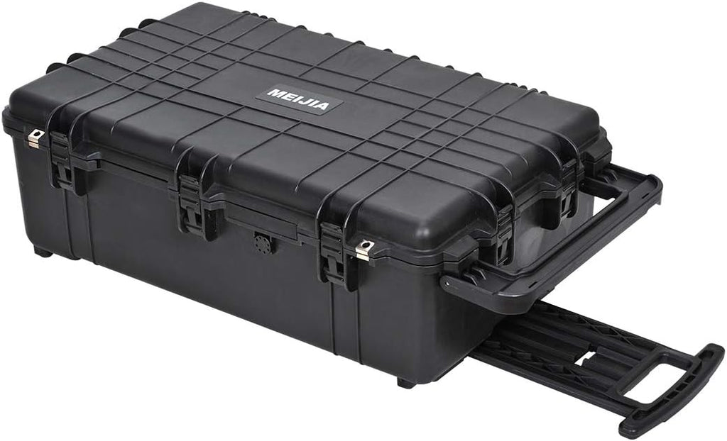 Portable Rolling Waterproof Hard Case with Wheels and Retractable Pull Handle, Black Y313