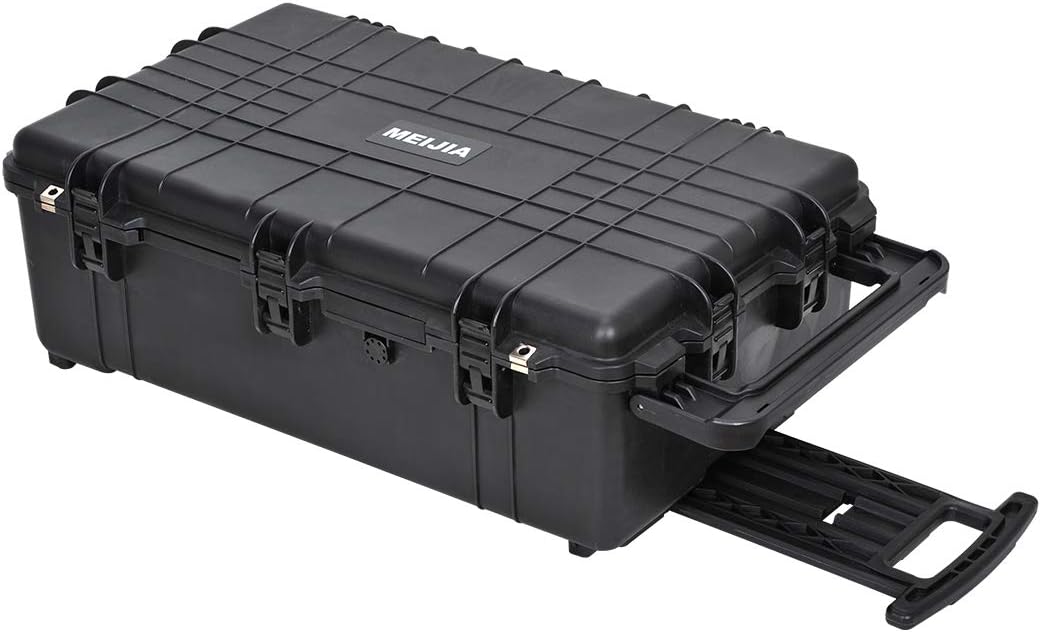 Portable Rolling Waterproof Hard Case with Wheels and Retractable Pull Handle, Black Y313
