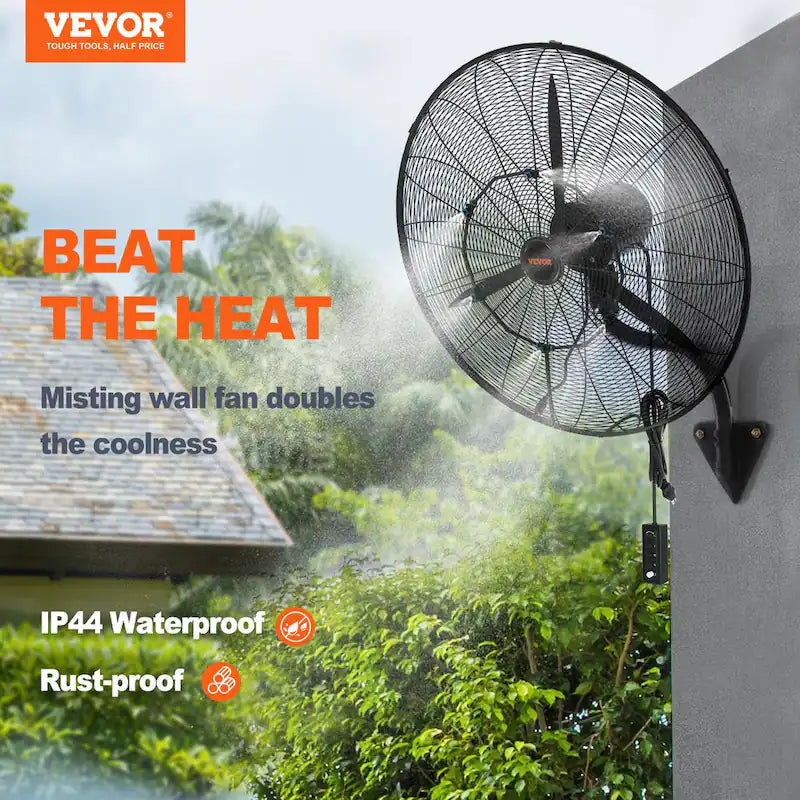 Wall-Mount Misting Fan 30 in. 3-Speed 9500 CFM Waterproof Oscillating Industrial Wall Fan D151