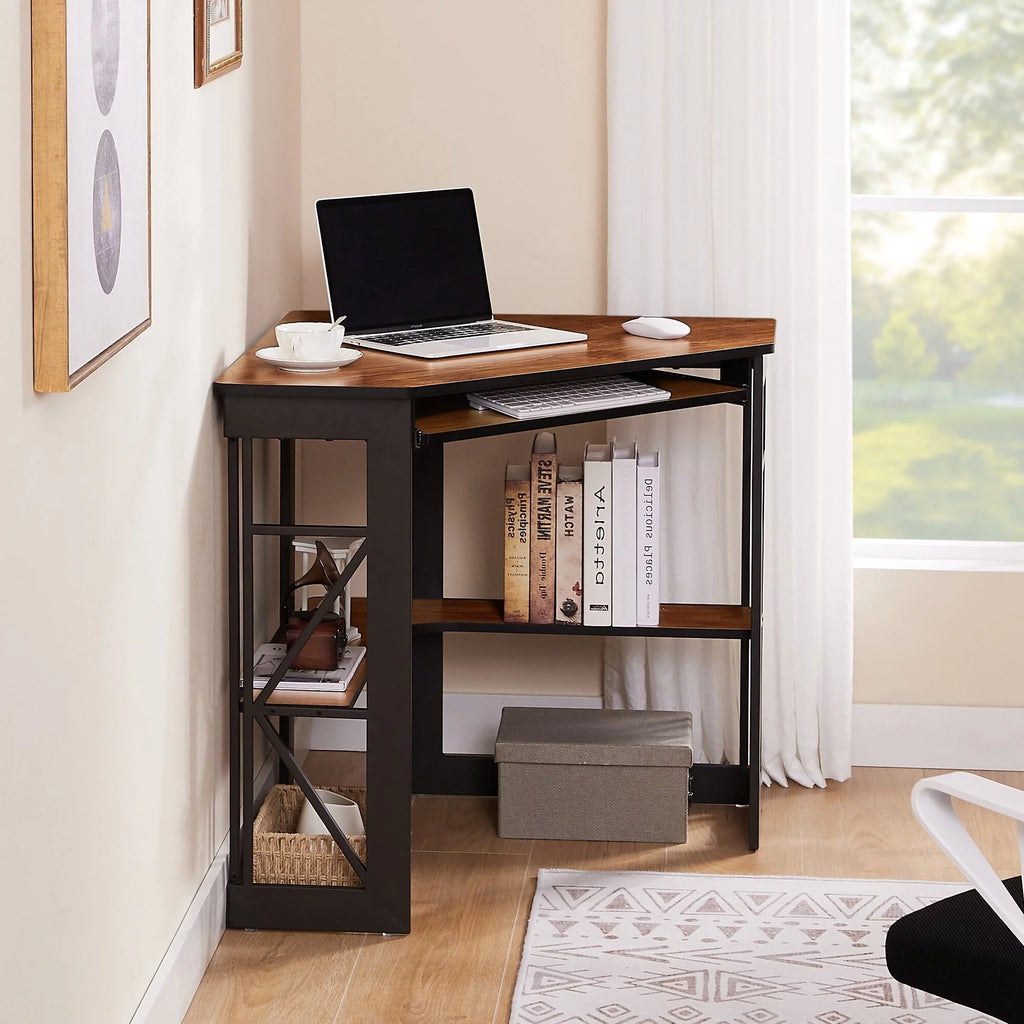 Black Corner Computer Desk with Keyboard Tray B342290