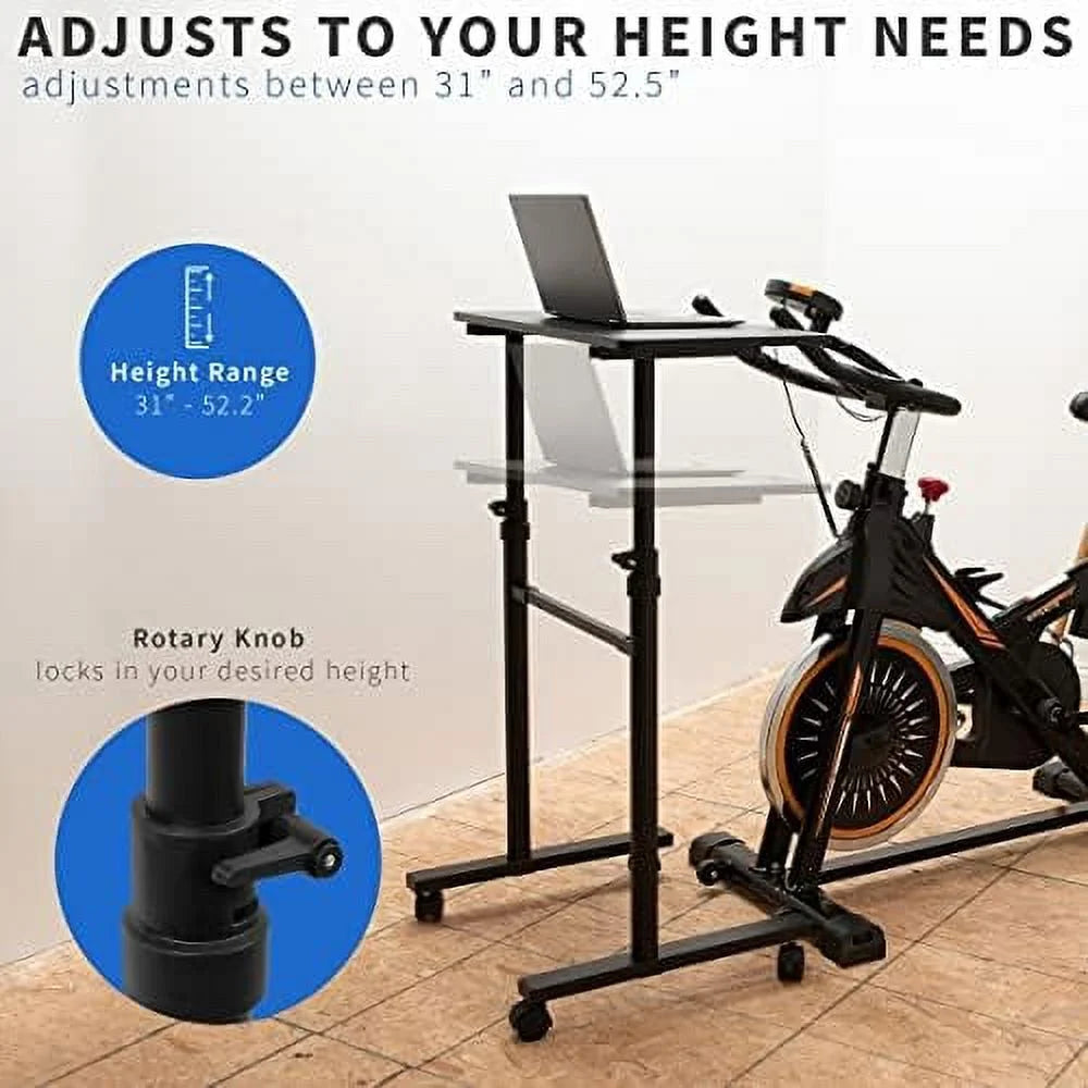 Height Adjustable 28 X 14 Inch Standing Desk Cart Black C54305