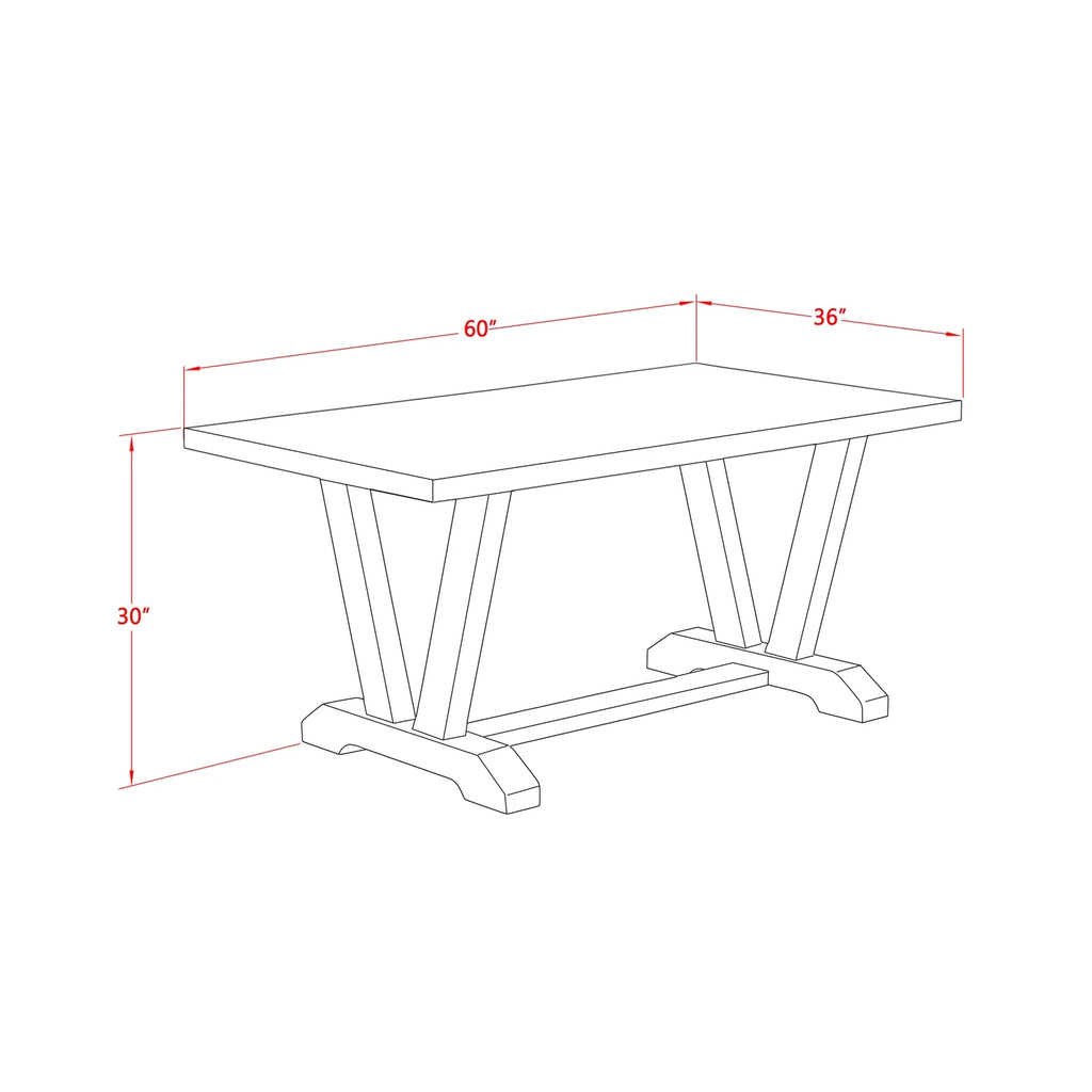 36X60 In Dining Table with Black Leg and White Top X22998