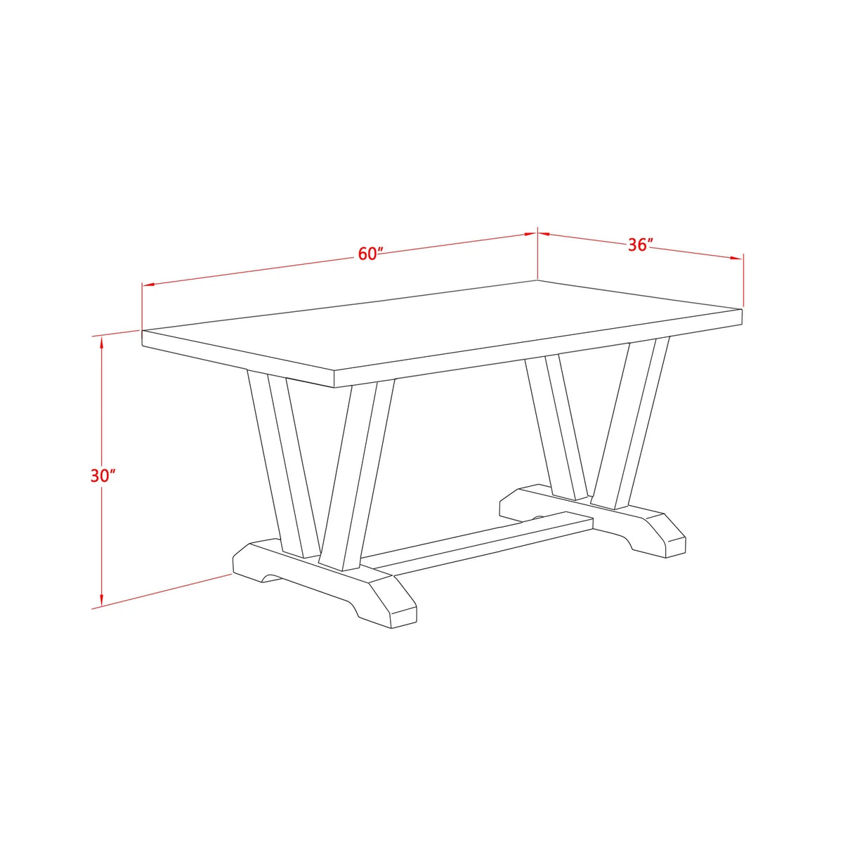 36X60 In Dining Table with Black Leg and White Top X22998