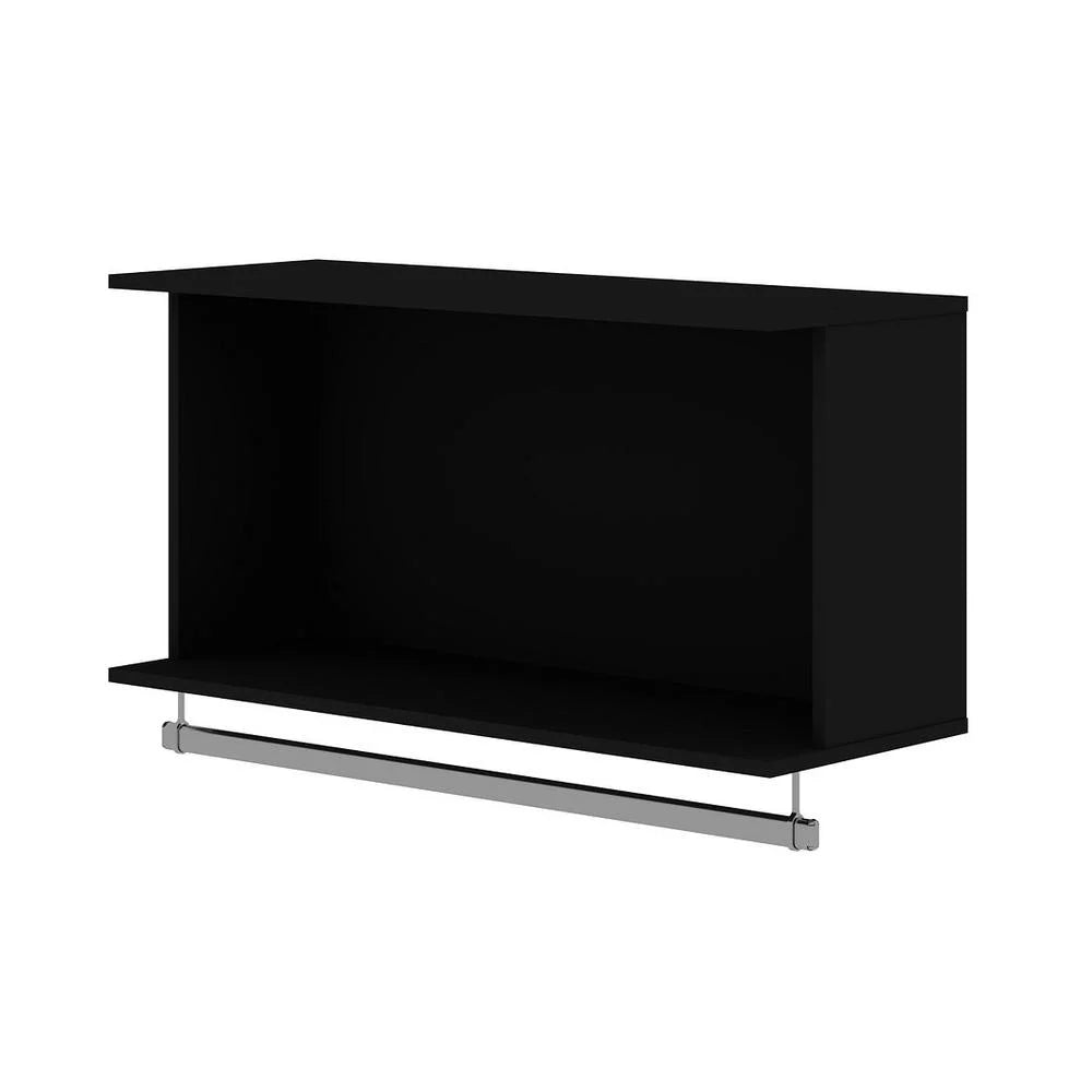 Black Floating Closet with Shelf and Rod D57380