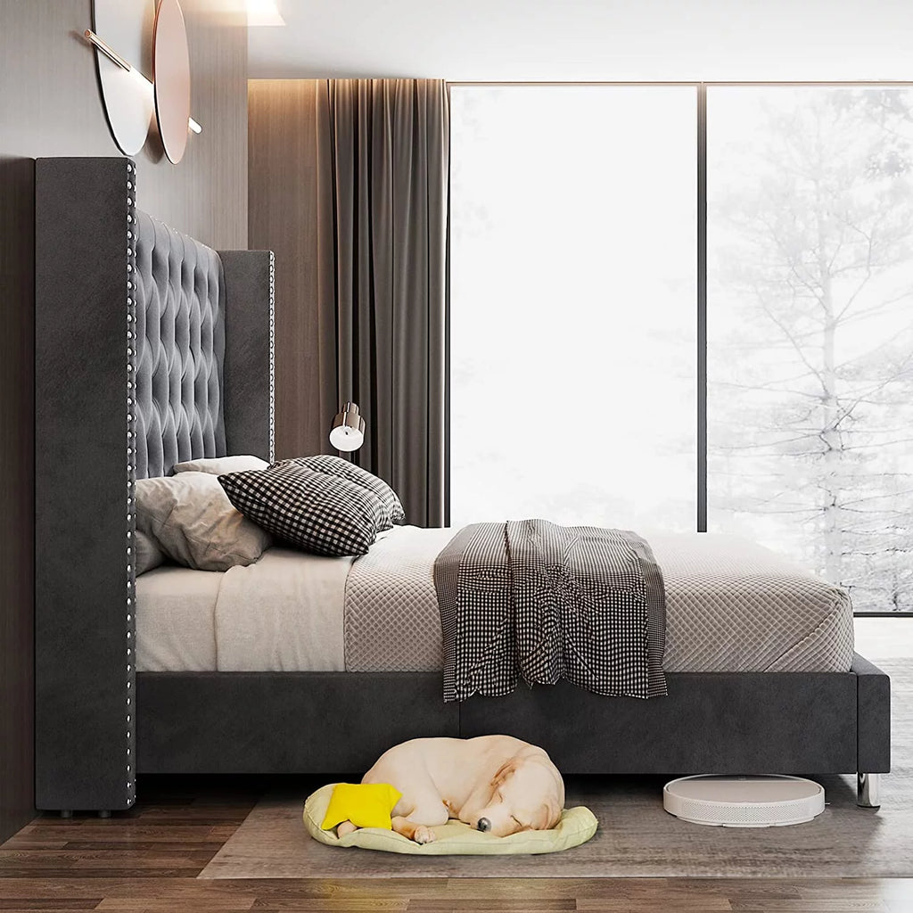 King Velvet Upholstered Bed Frame T209