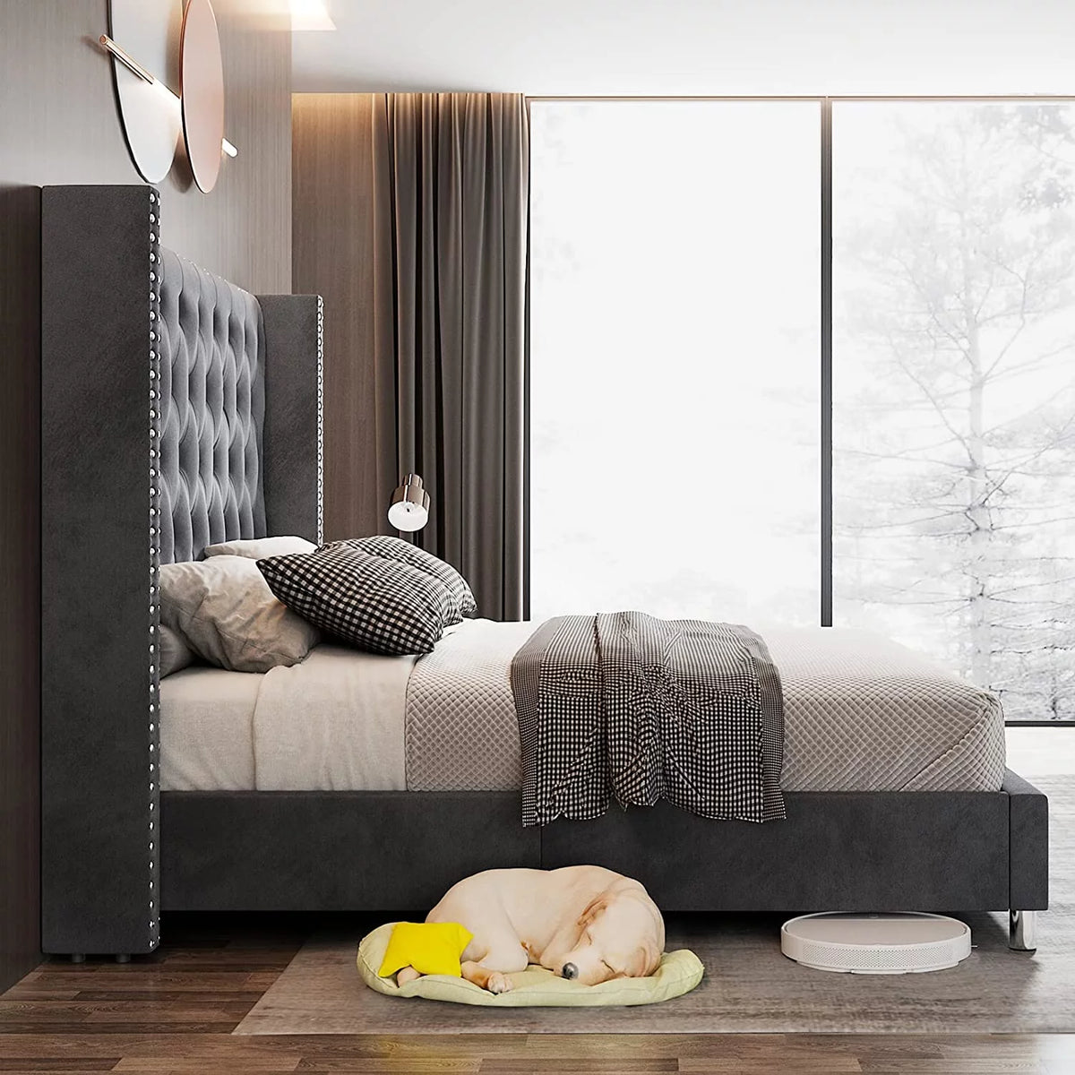King Velvet Upholstered Bed Frame T209