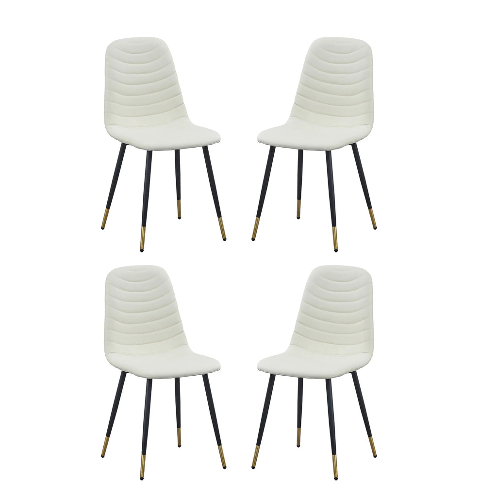 White Velvet Tufted Dining Chairs Set of 4 T934