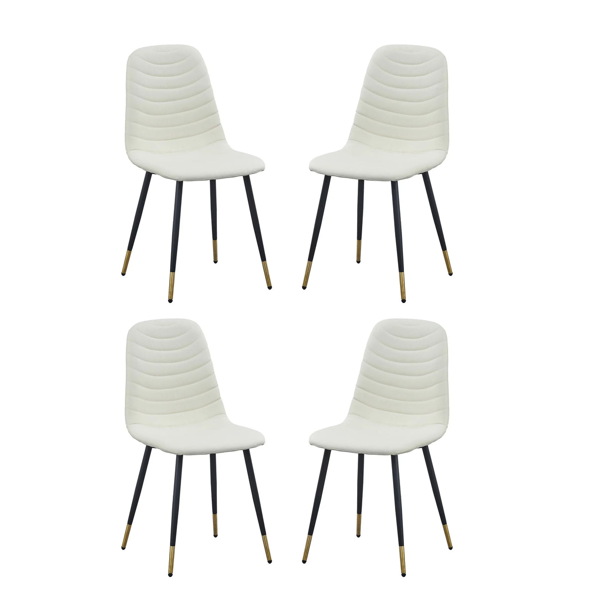 White Velvet Tufted Dining Chairs Set of 4 T934