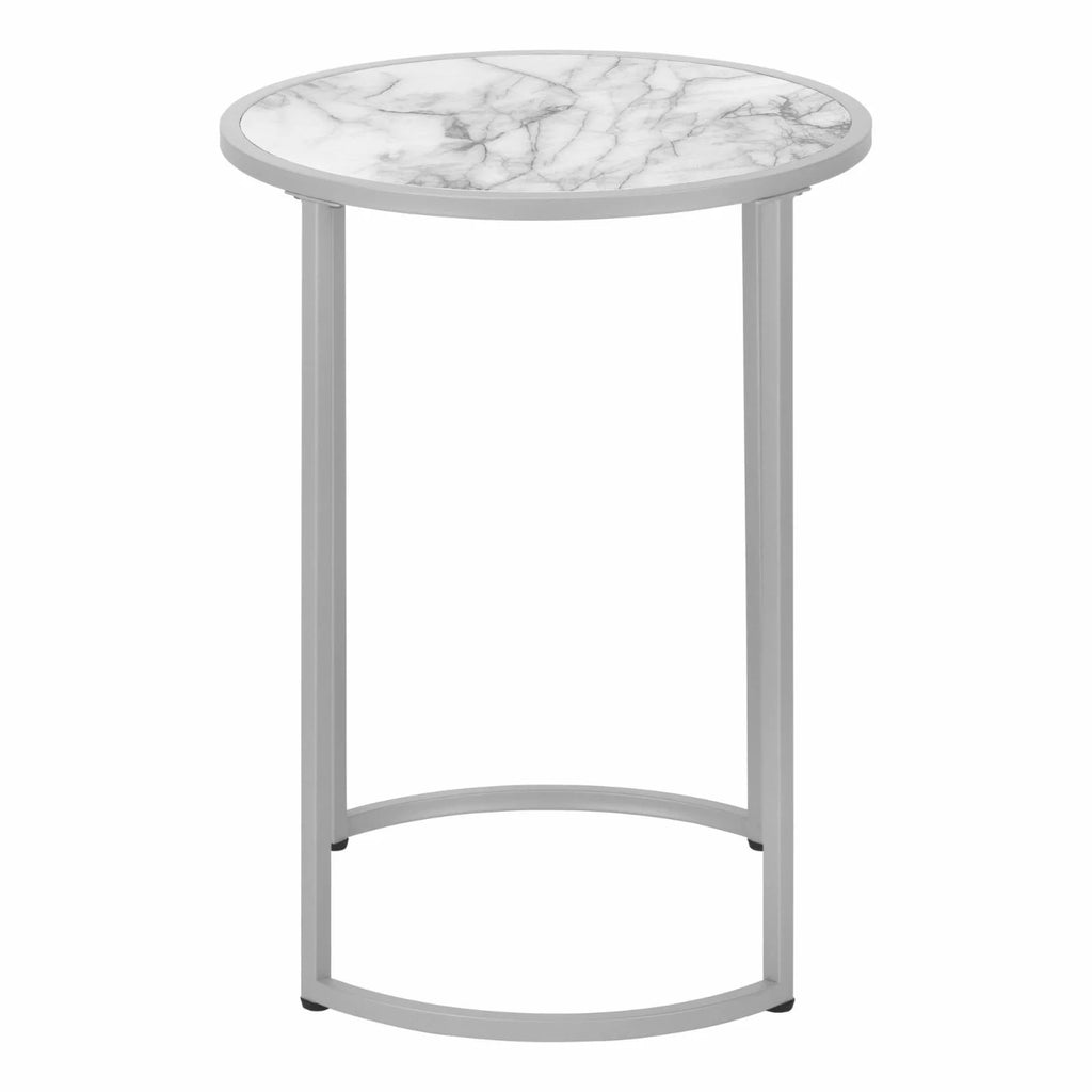 White Round Metal Accent Table O652