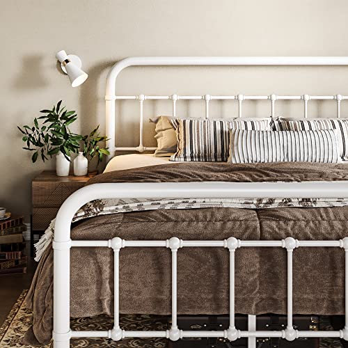 Full Size Black Metal Platform Bed Frame with Headboard and Footboard S84251