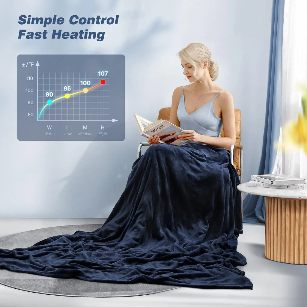 Electric Heated Blanket Twin Size Blue N90295