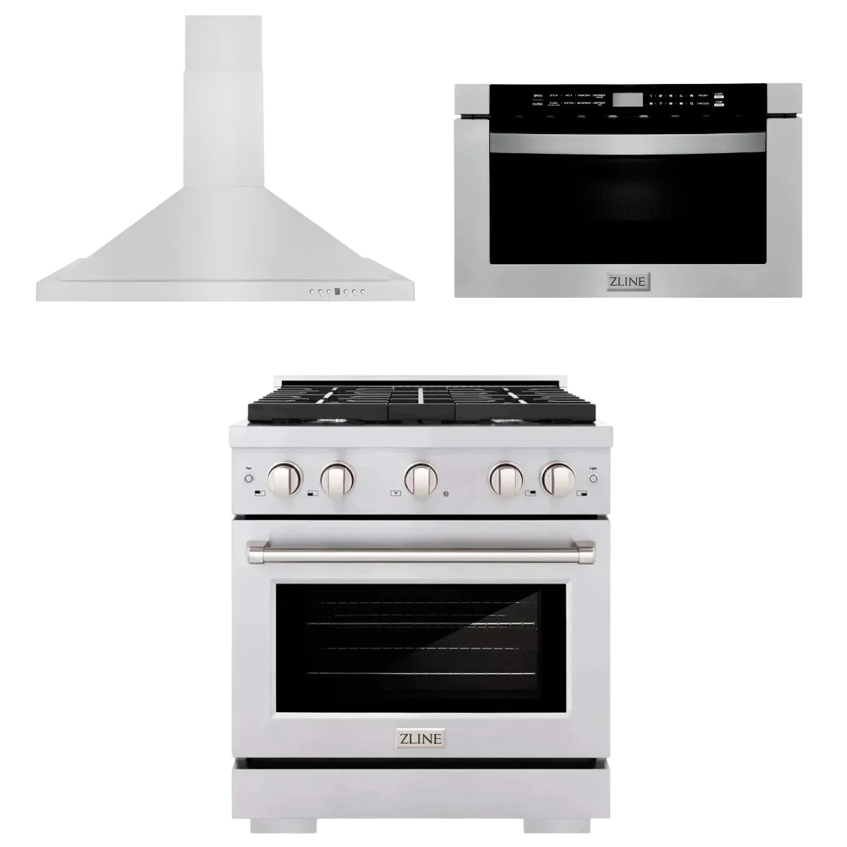 30 Gas Range, Range Hood, Microwave Drawer V5732