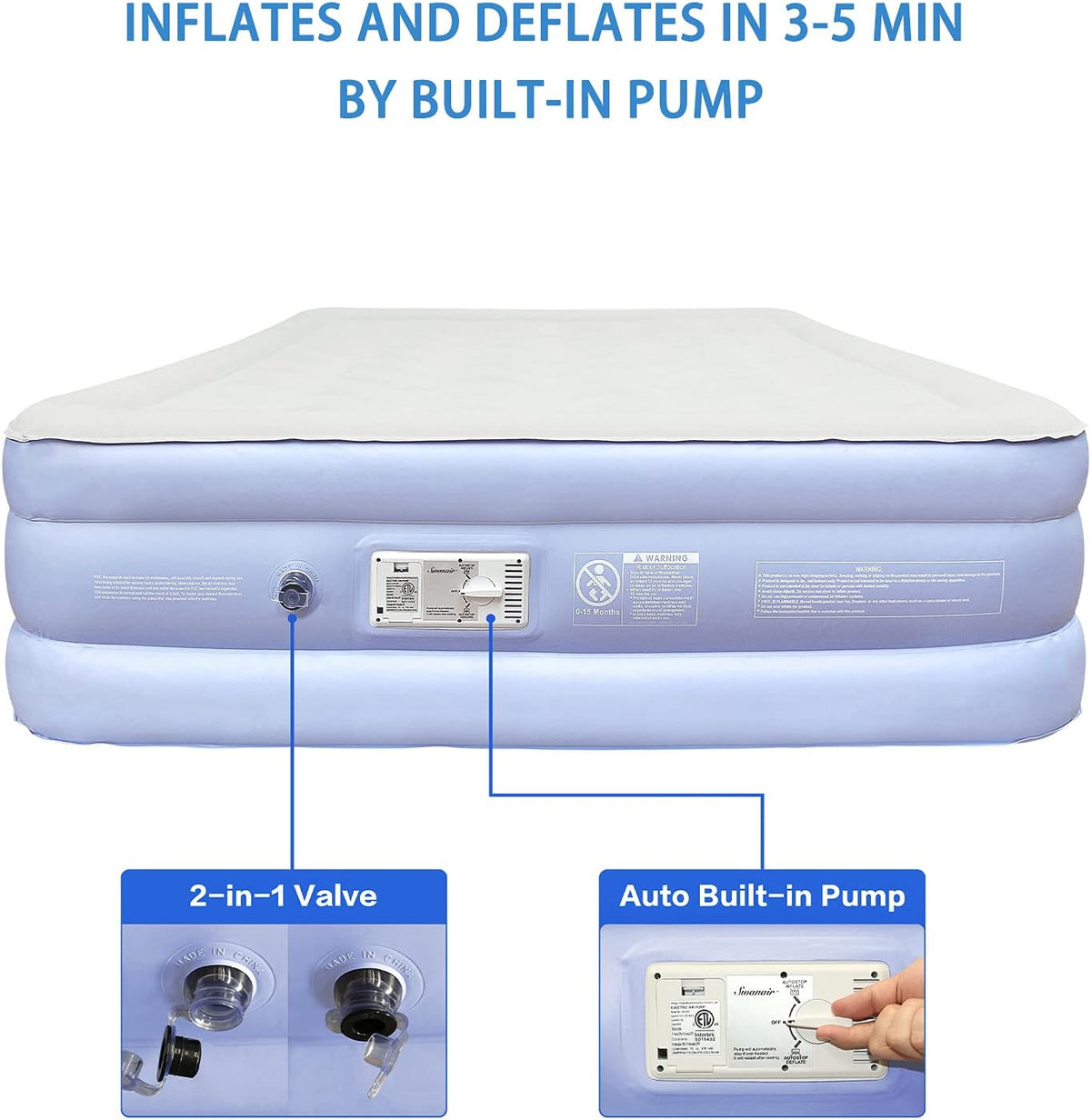 Queen 18 Raised Air Mattress with Built-in Pump V563621