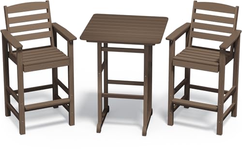 Blue 3 Pieces Adirondack Bar Height Chairs and Table Set C579