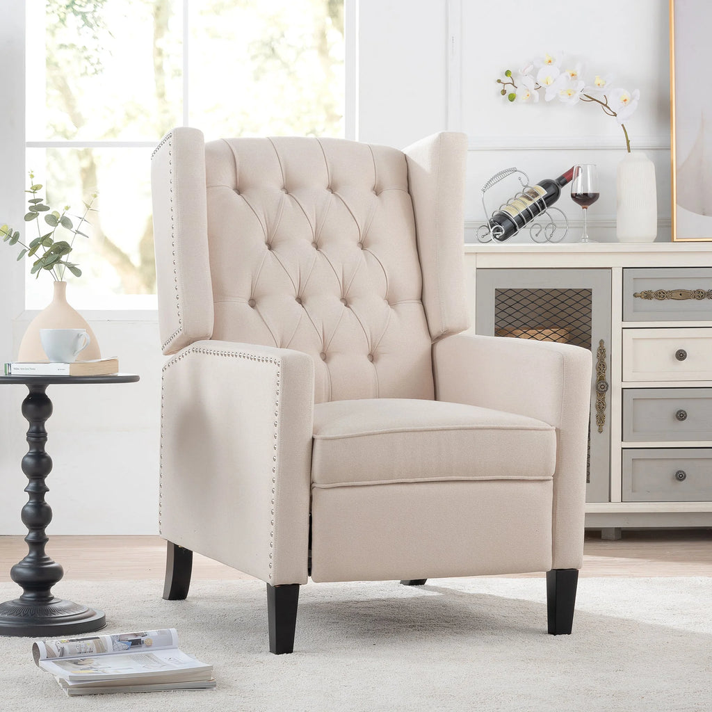 Beige Manual Wing Chair Recliner F444791