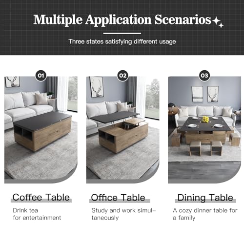 Grey Lift-Top Coffee Table with 4 Stools T2276