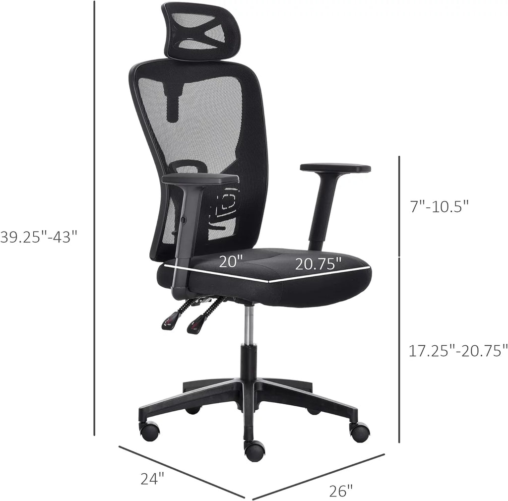 Black Ergonomic Mesh Office Chair with Lumbar Support D699