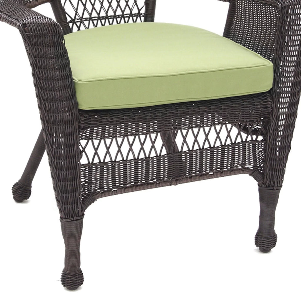 White Wicker Chair with Tan Cushion O793