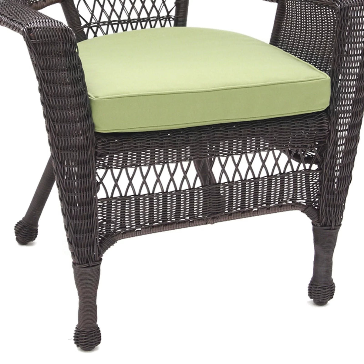 White Wicker Chair with Tan Cushion O793