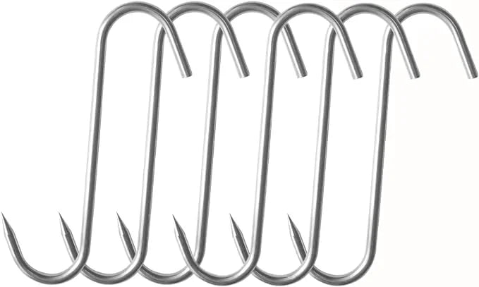 7.5" Stainless Steel S-Hook Meat Hooks 6 Pack C1880