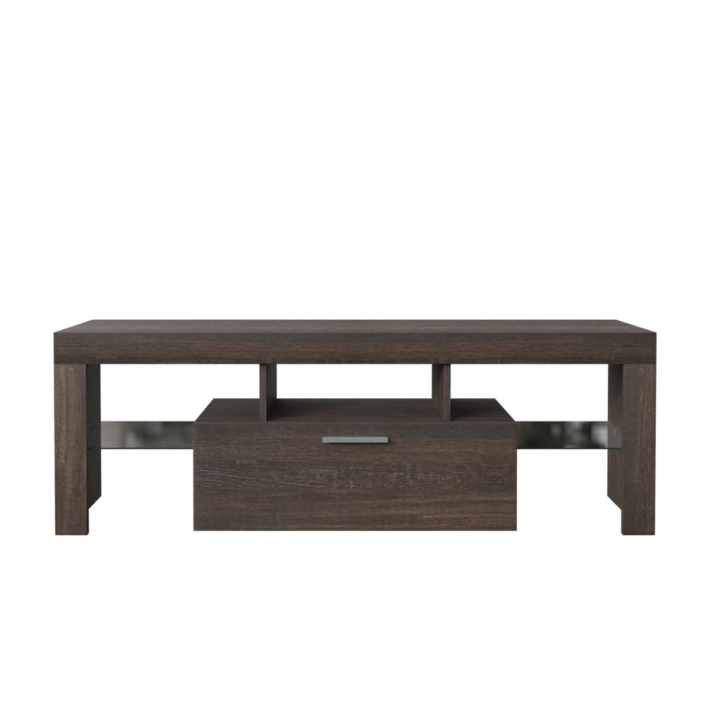 Brown TV Stand with LED Light and Storage Drawer P428