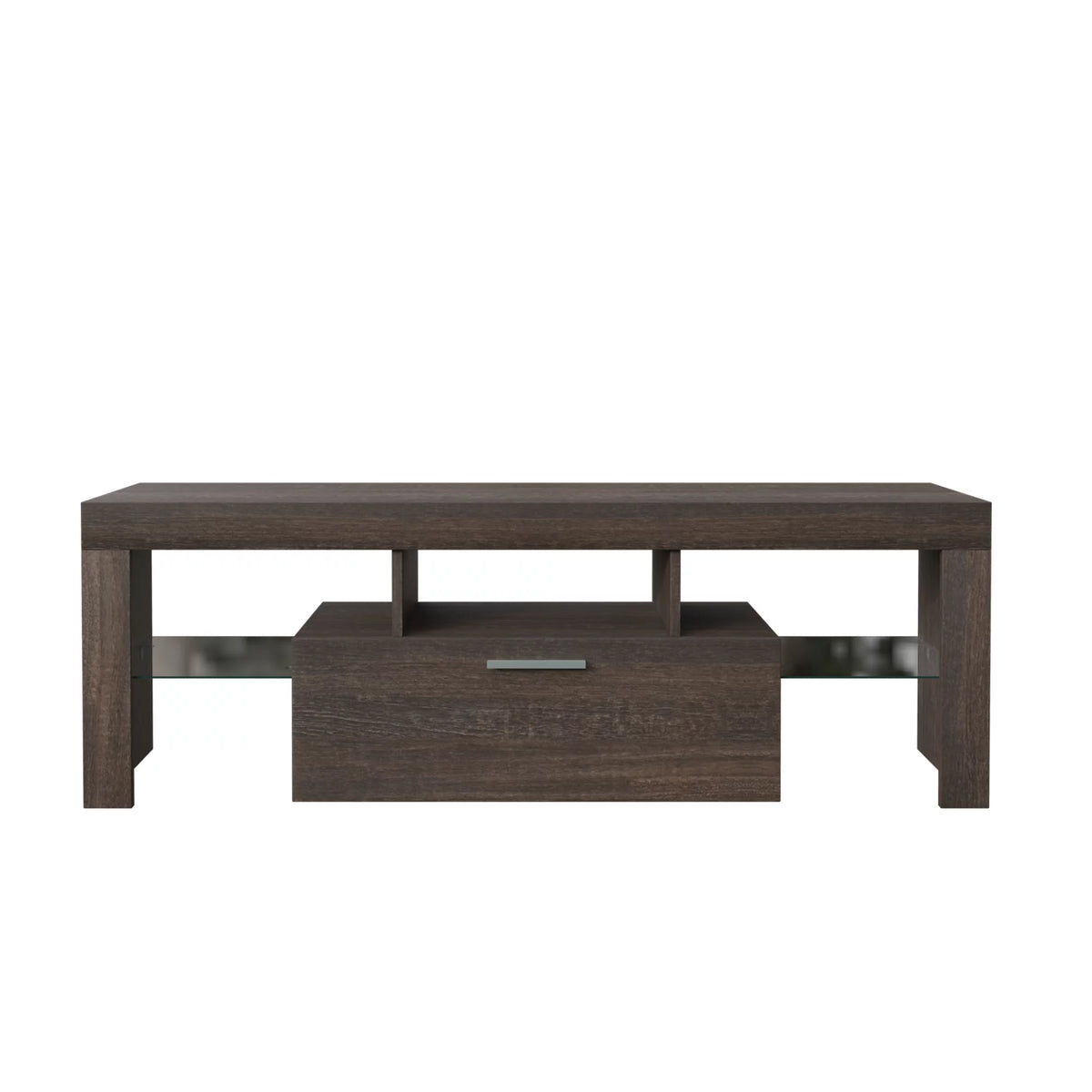 Brown TV Stand with LED Light and Storage Drawer P428