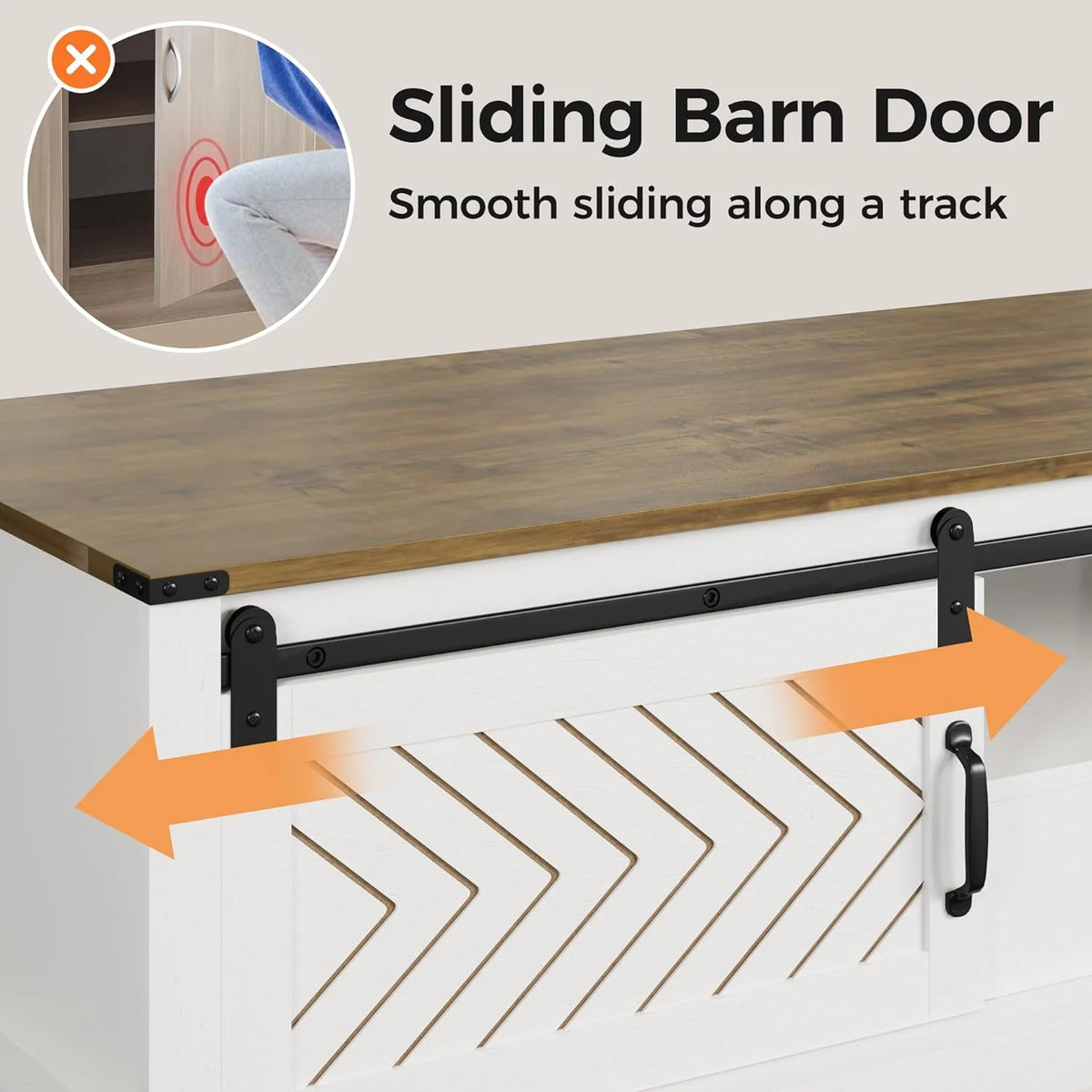 48" Wood Coffee Table with Sliding Barn Door Z233