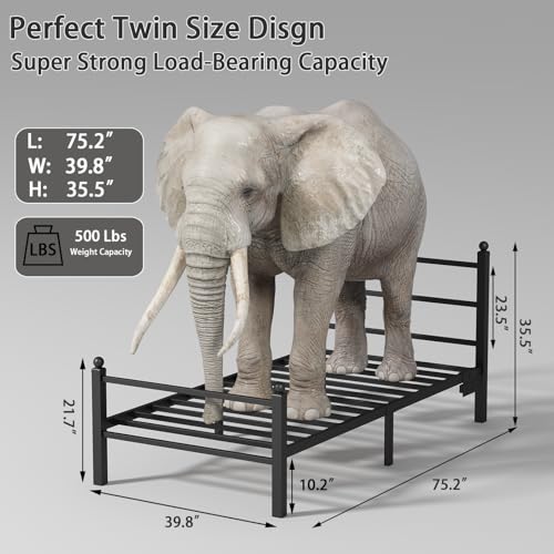 Black Metal Full Size Bed Frame with Headboard and Footboard N215