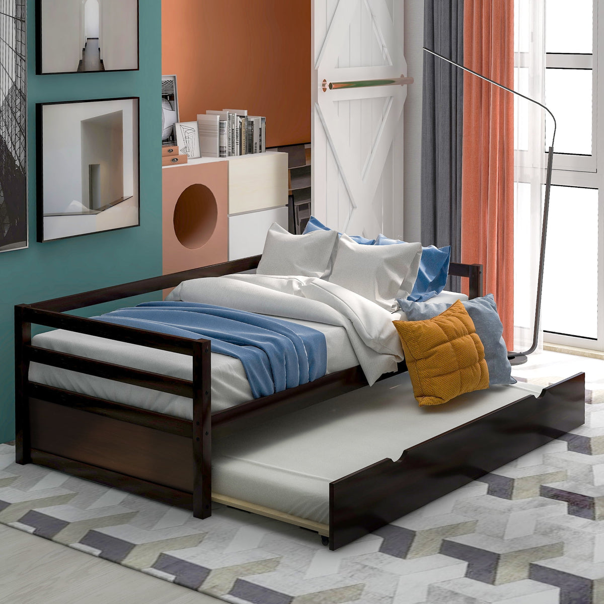 Twin Size Espresso Daybed with Trundle L3299