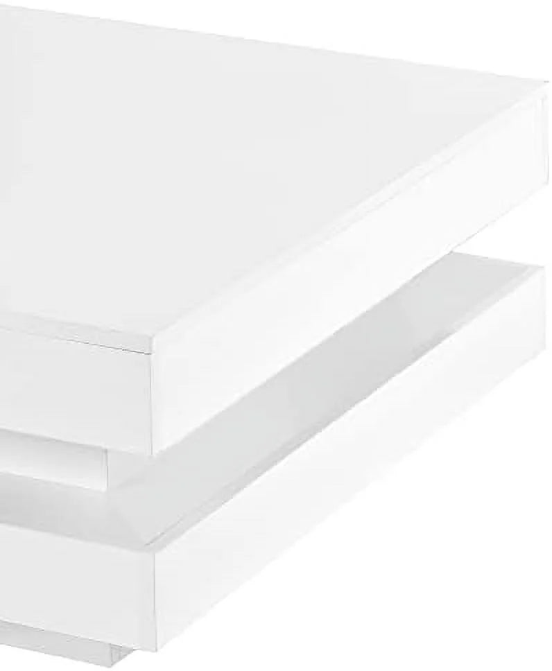 White Square Coffee Table with LED Lights J82003