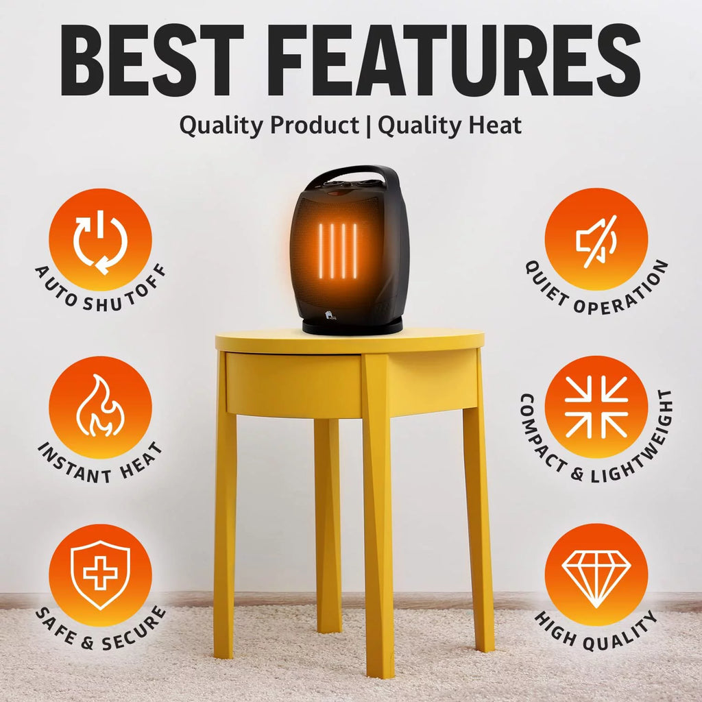 Portable Electric Space Heater 1500W/750W Oscillating T50123