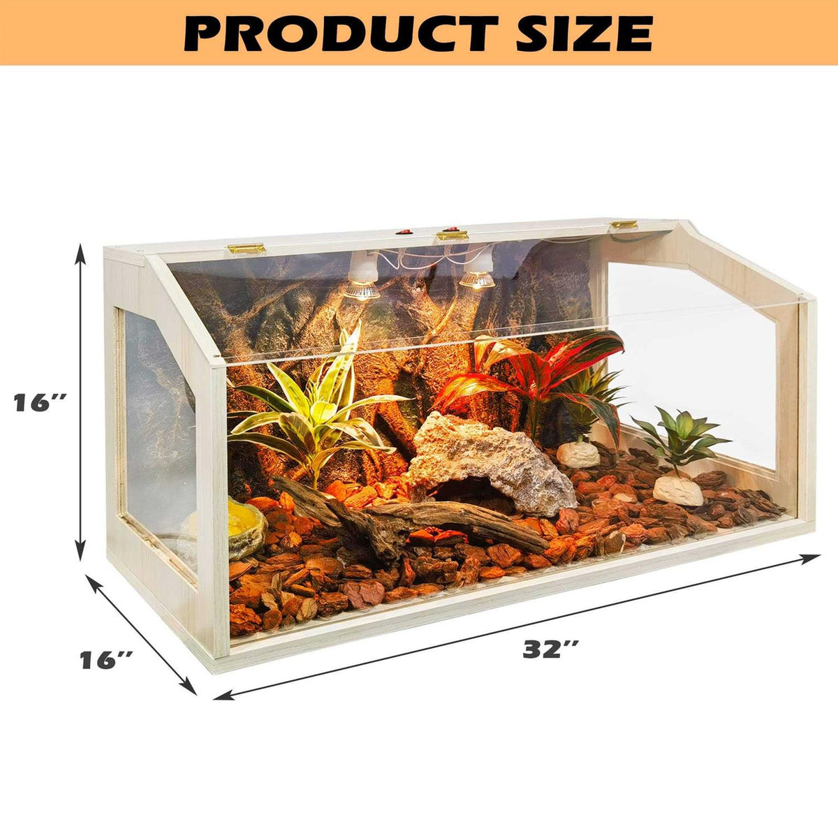 21 Gallon to 68 Gallon Reptile Terrarium Tank with Roof Door I505