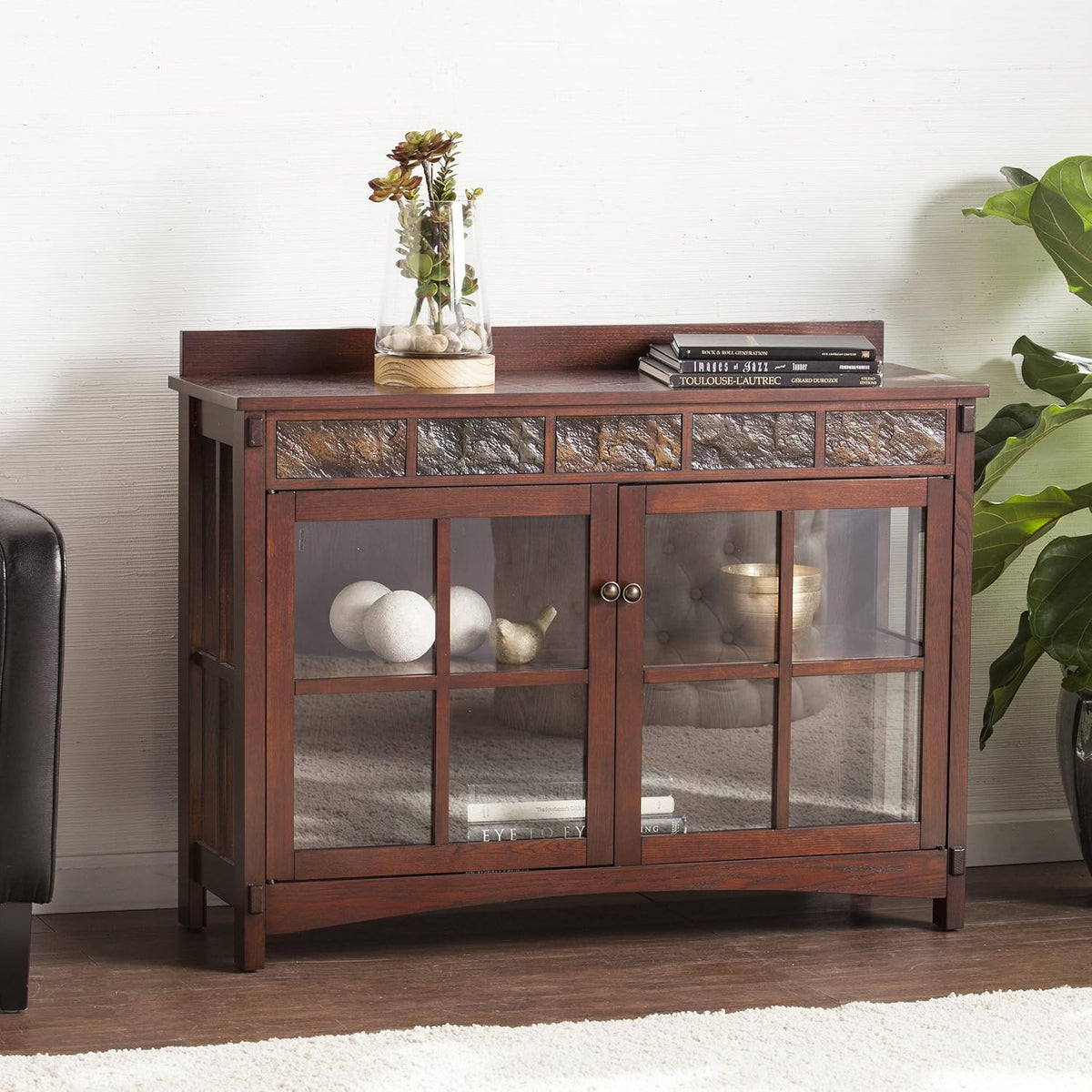 Red Washed Sideboard & Curio X27729