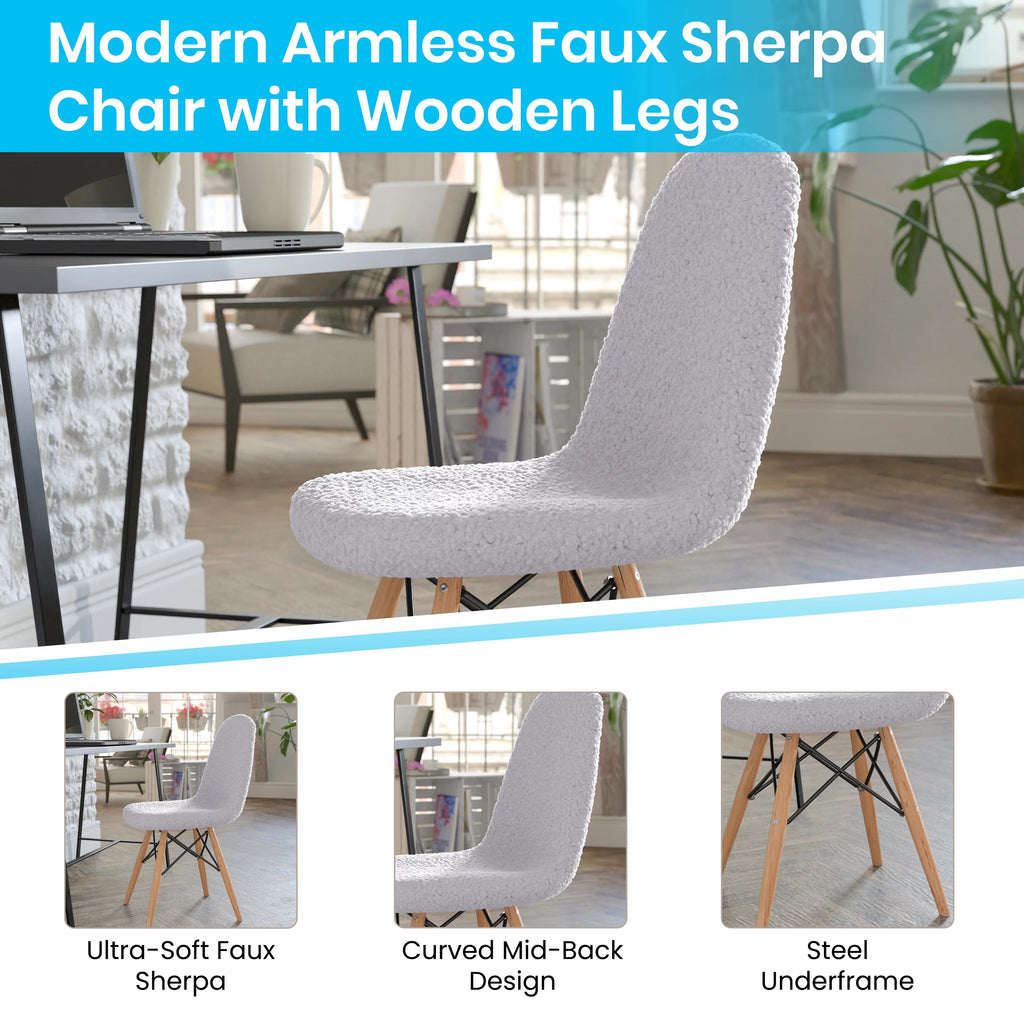 Set of 2 Gray Faux Shearling Accent Chair G809