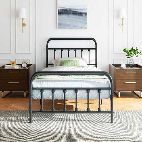 Full Size Metal Bed Frame with Headboard and Footboard Y235410
