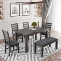 Gray Wood Dining Table and Chairs with Bench V375809