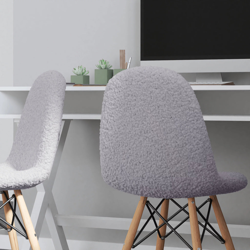 Set of 2 Gray Faux Shearling Accent Chair G809